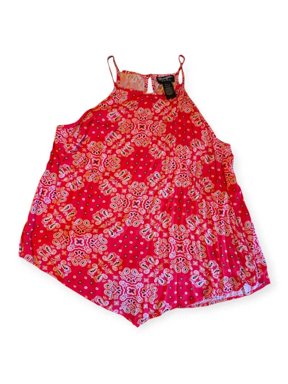 Wrangler Retro Paisley Tank Top – Red Bandana Print – Size S